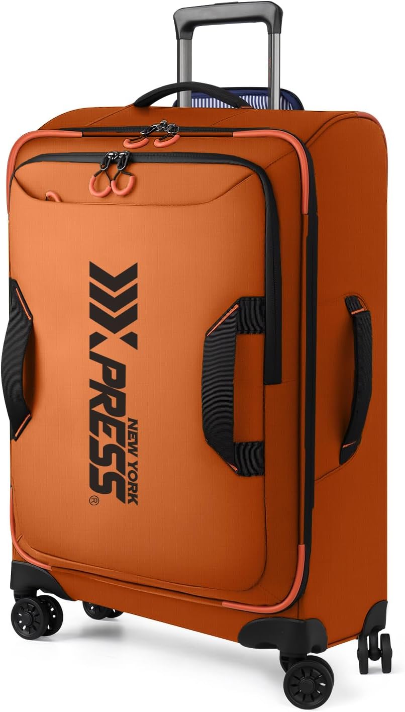 22" Luggage, Softside Suitcase w/Double Spinner Wheels, Waterproof,Lightweight Rolling Suitcases for Men/Women（Green,22in）