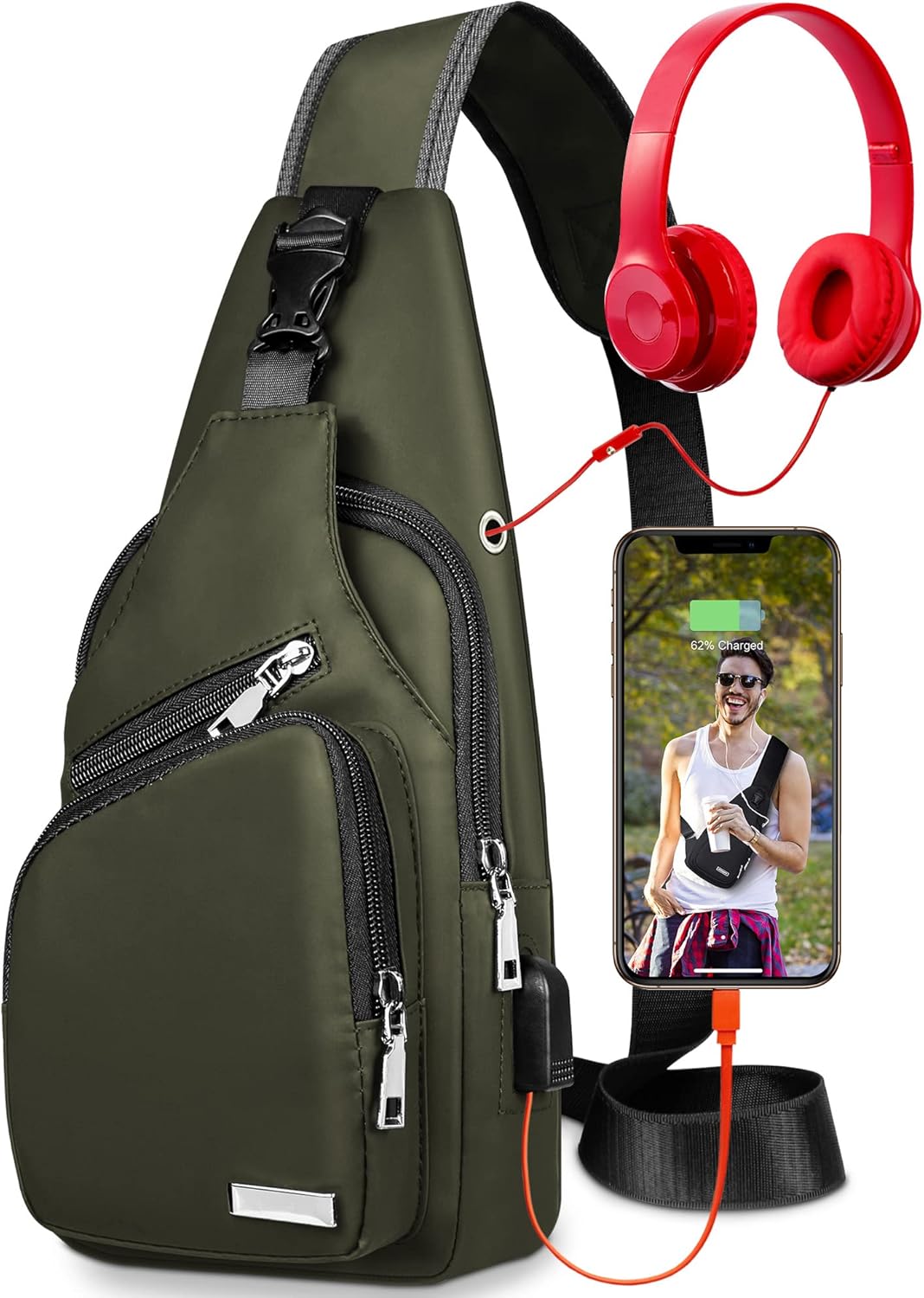 Waterproof Sling Bag Crossbody Backpack for Men Women Sling Backpack Hiking Daypack Multipurpose Cross Body Chest Bag