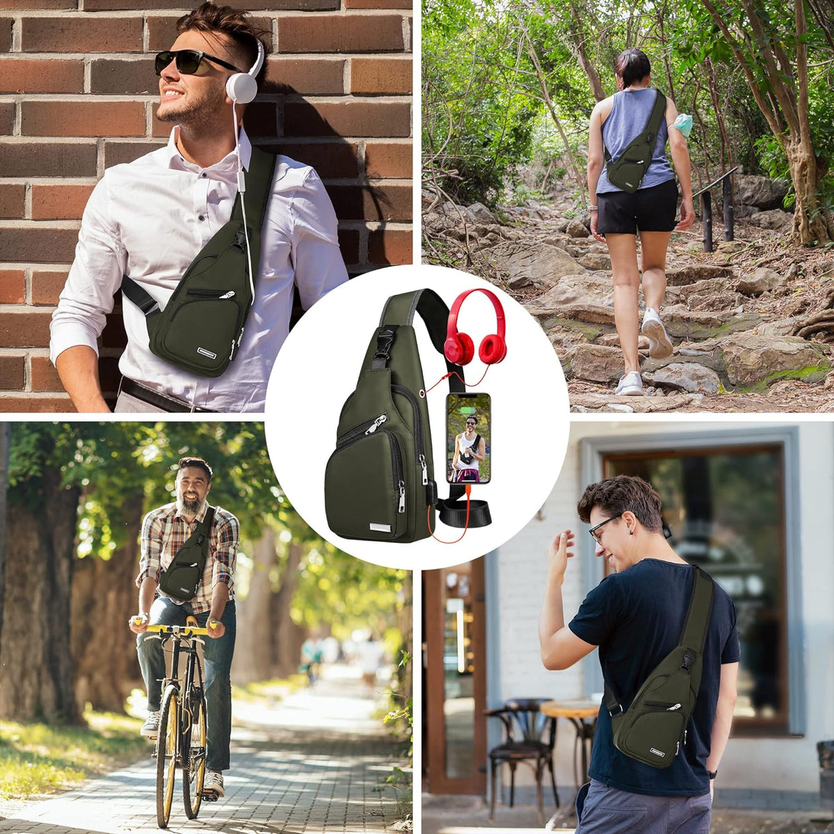 Waterproof Sling Bag Crossbody Backpack for Men Women Sling Backpack Hiking Daypack Multipurpose Cross Body Chest Bag