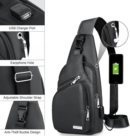 Waterproof Sling Bag Crossbody Backpack for Men Women Sling Backpack Hiking Daypack Multipurpose Cross Body Chest Bag