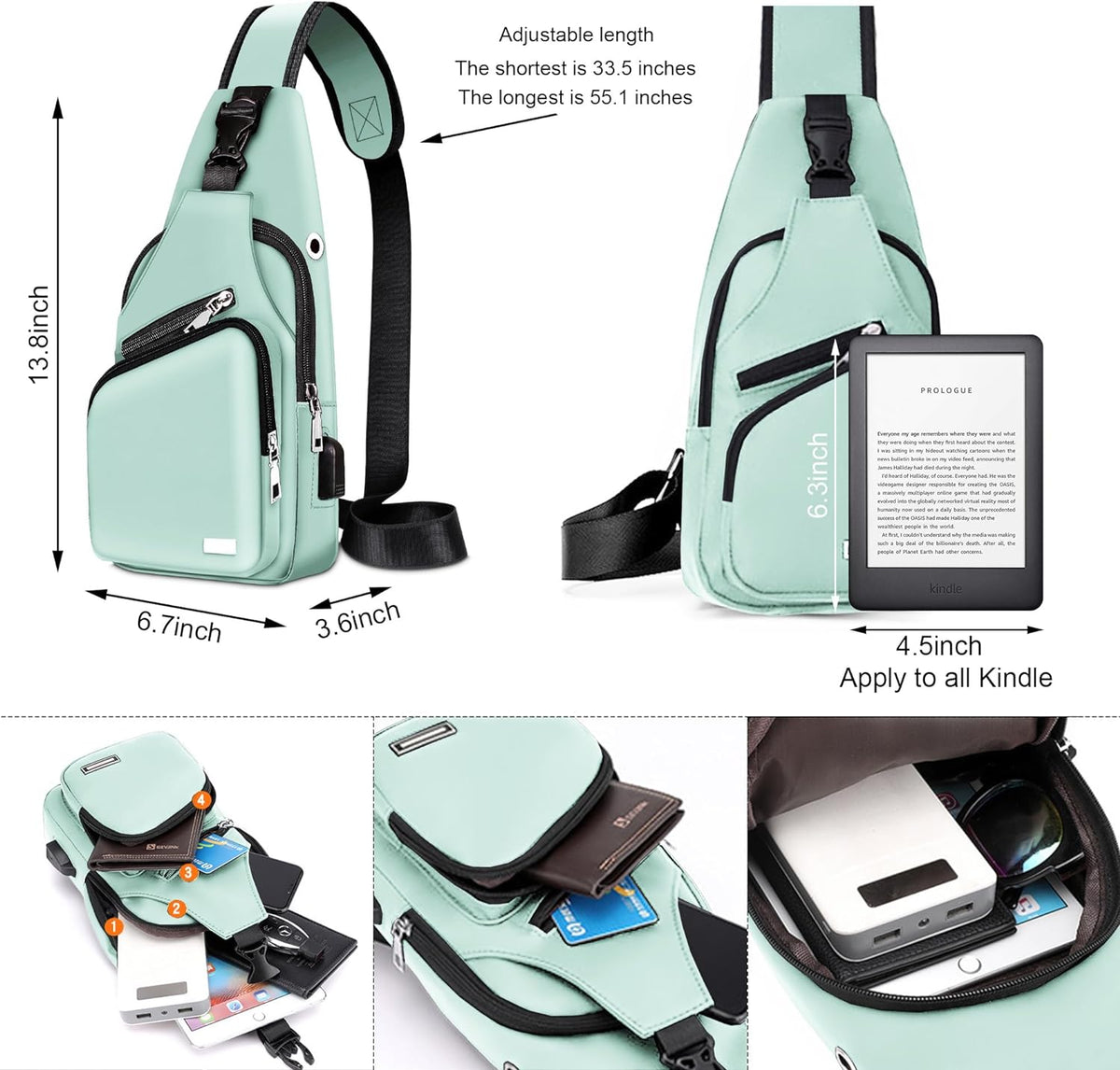 Waterproof Sling Bag Crossbody Backpack for Men Women Sling Backpack Hiking Daypack Multipurpose Cross Body Chest Bag
