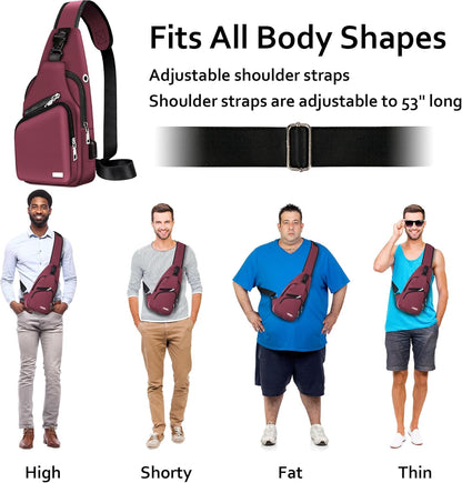 Waterproof Sling Bag Crossbody Backpack for Men Women Sling Backpack Hiking Daypack Multipurpose Cross Body Chest Bag