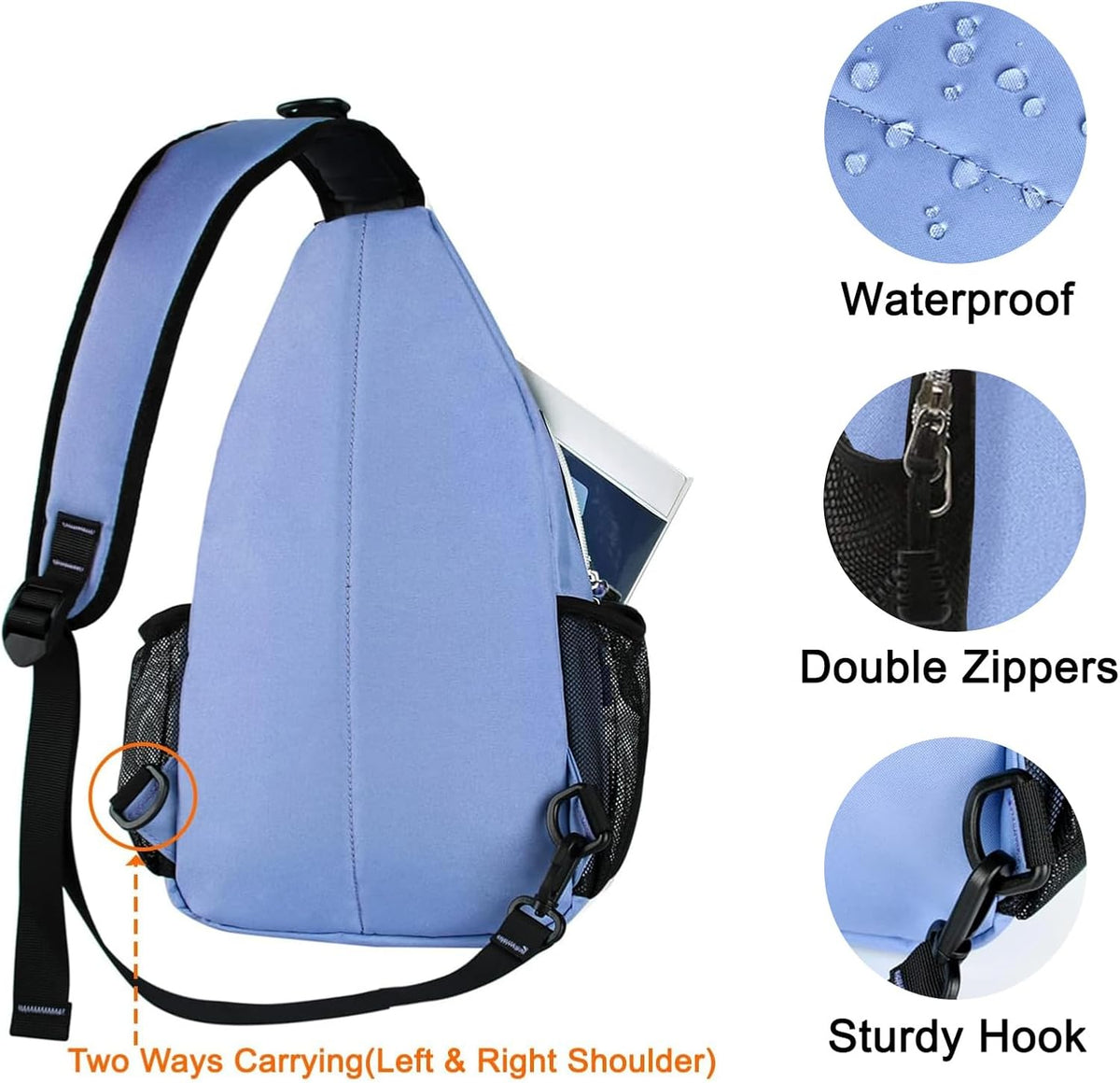 Small Sling Bag for Men, Crossbody Shoulder Chest Daypack Bag | Sling Backpack for Casual Travel Hiking