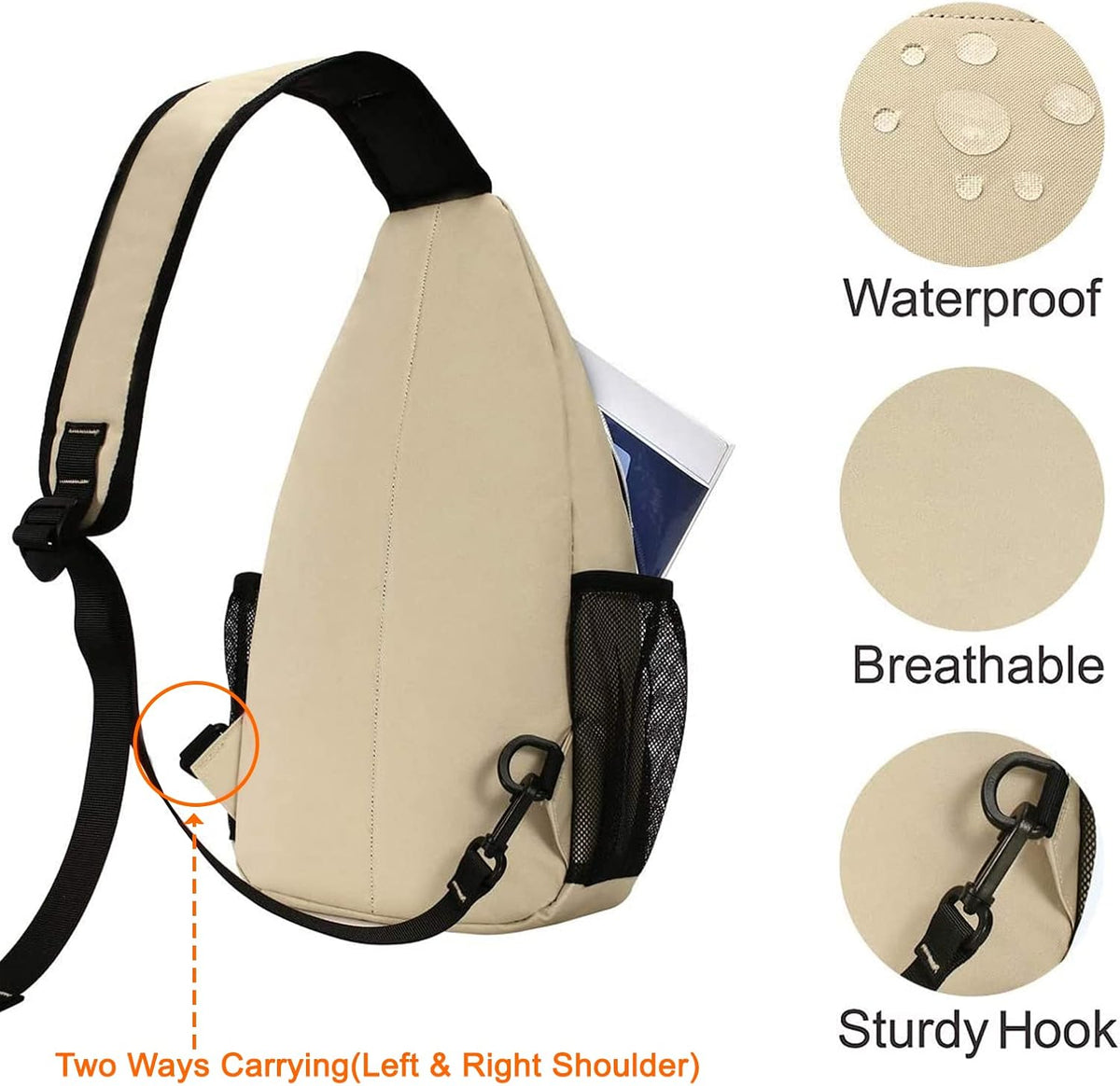 Small Sling Bag for Men, Crossbody Shoulder Chest Daypack Bag | Sling Backpack for Casual Travel Hiking