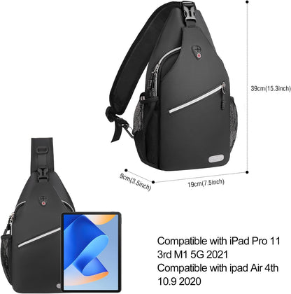Small Sling Bag for Men, Crossbody Shoulder Chest Daypack Bag | Sling Backpack for Casual Travel Hiking