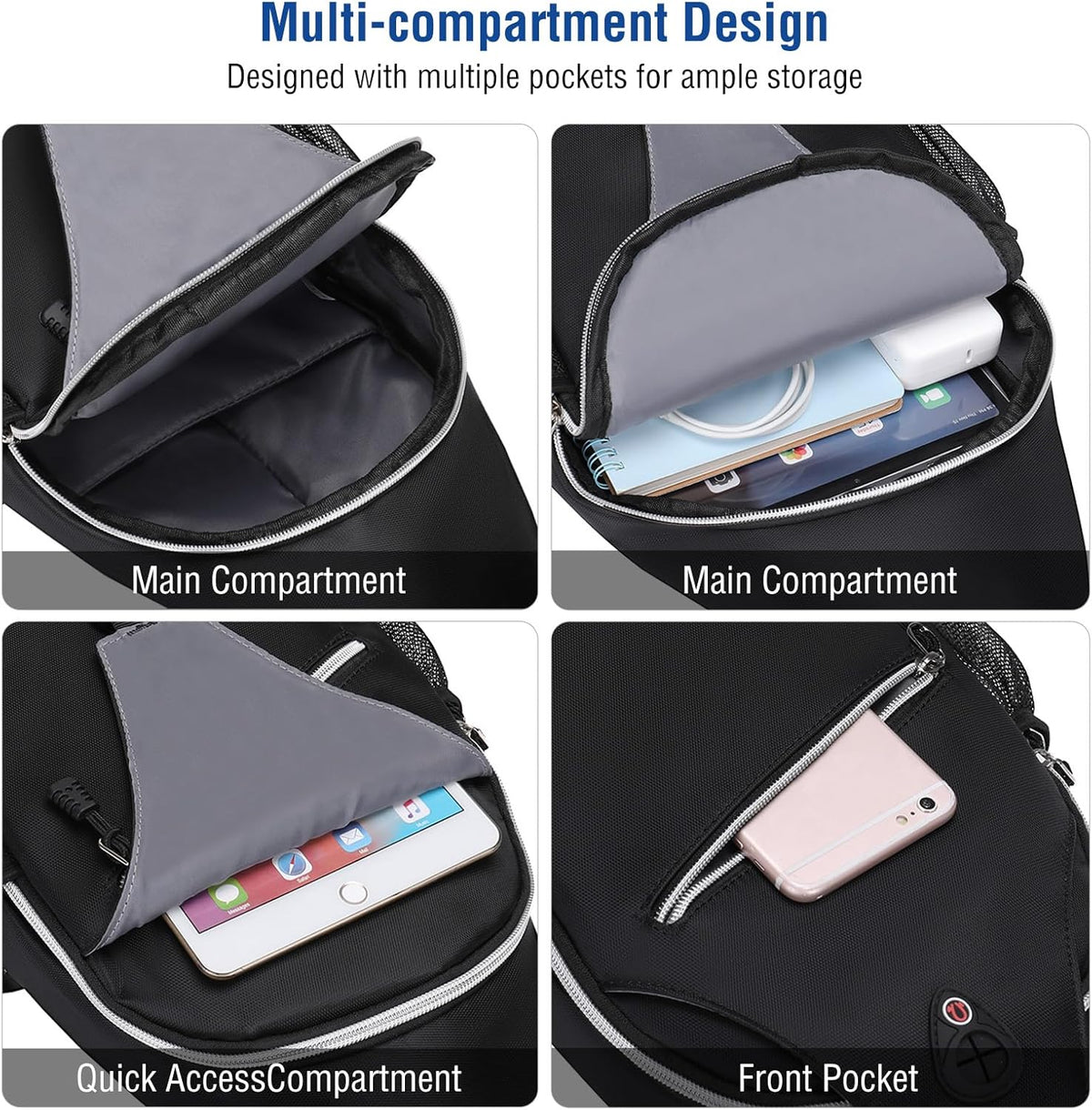 Small Sling Bag for Men, Crossbody Shoulder Chest Daypack Bag | Sling Backpack for Casual Travel Hiking