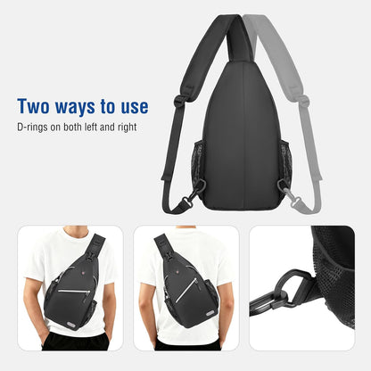 Small Sling Bag for Men, Crossbody Shoulder Chest Daypack Bag | Sling Backpack for Casual Travel Hiking