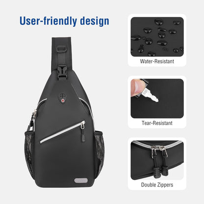 Small Sling Bag for Men, Crossbody Shoulder Chest Daypack Bag | Sling Backpack for Casual Travel Hiking