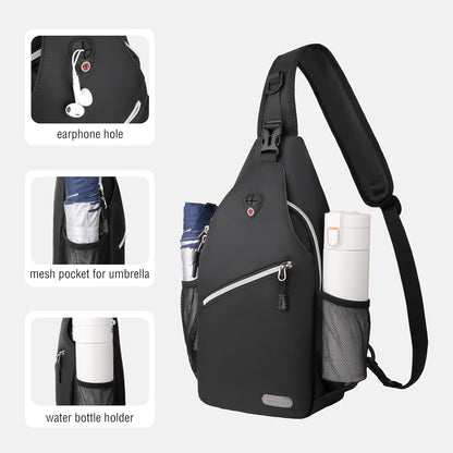 Small Sling Bag for Men, Crossbody Shoulder Chest Daypack Bag | Sling Backpack for Casual Travel Hiking