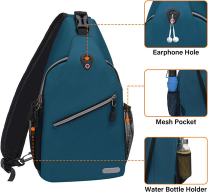 Small Sling Bag for Men, Crossbody Shoulder Chest Daypack Bag | Sling Backpack for Casual Travel Hiking