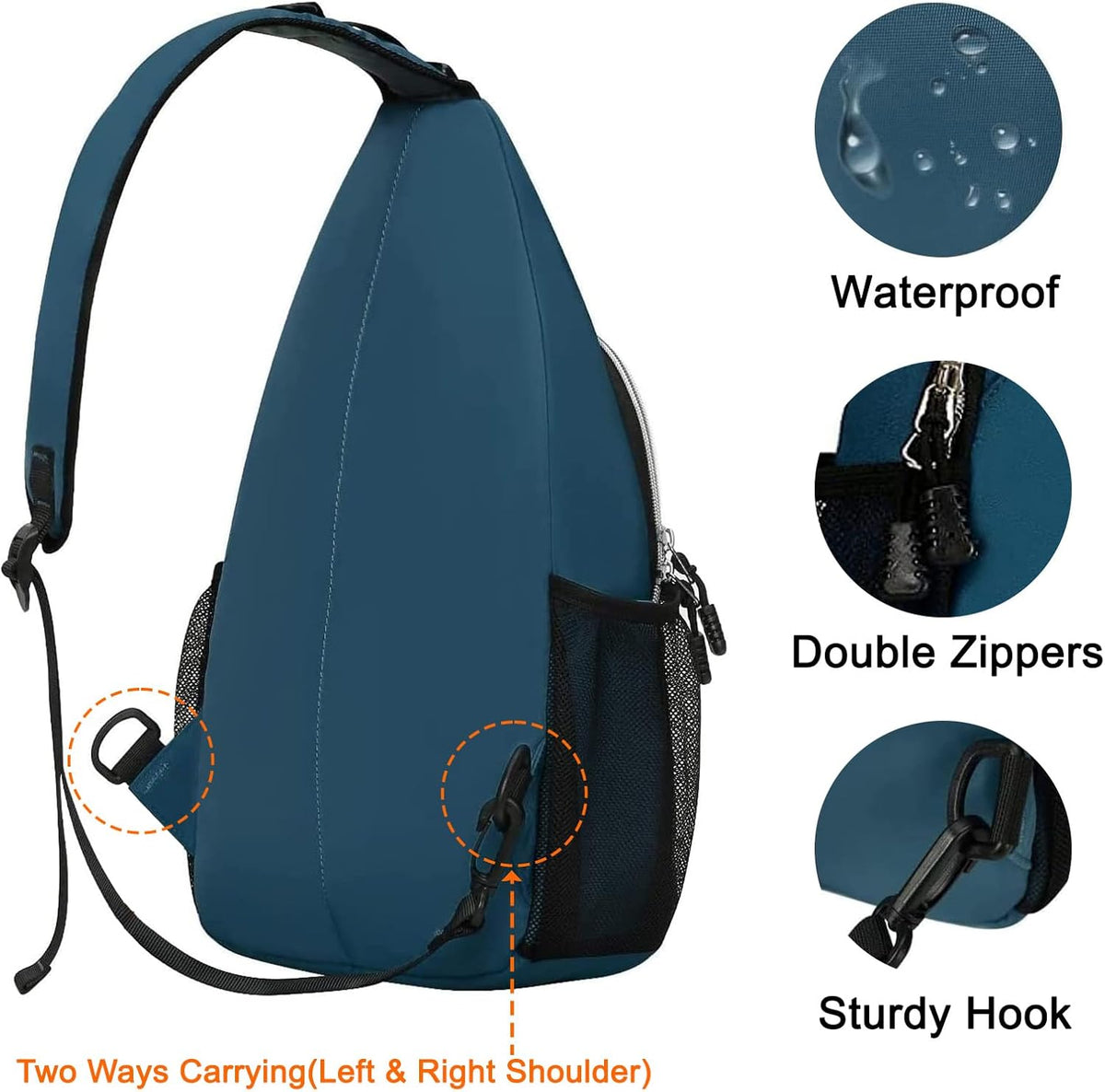 Small Sling Bag for Men, Crossbody Shoulder Chest Daypack Bag | Sling Backpack for Casual Travel Hiking