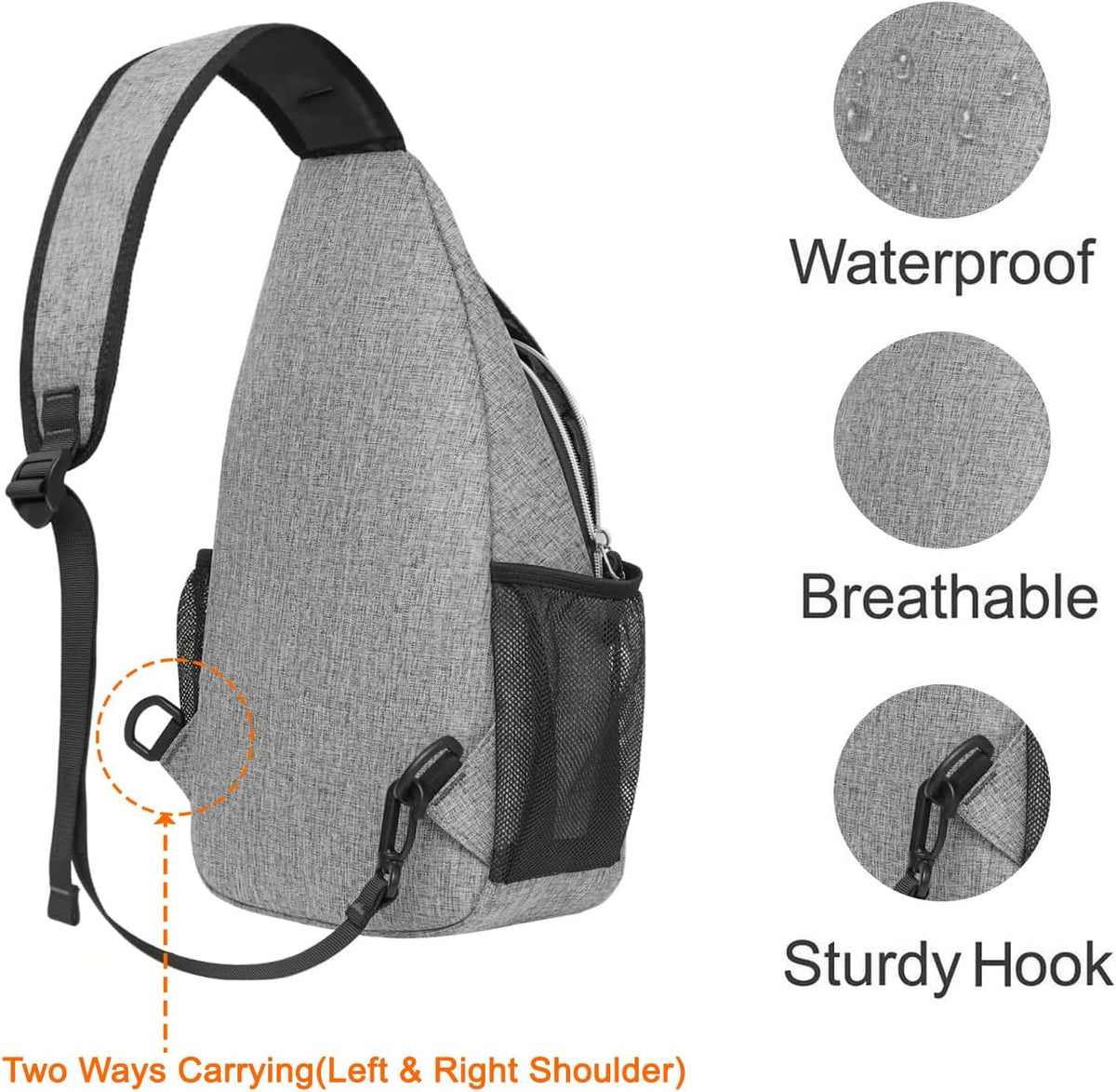 Small Sling Bag for Men, Crossbody Shoulder Chest Daypack Bag | Sling Backpack for Casual Travel Hiking