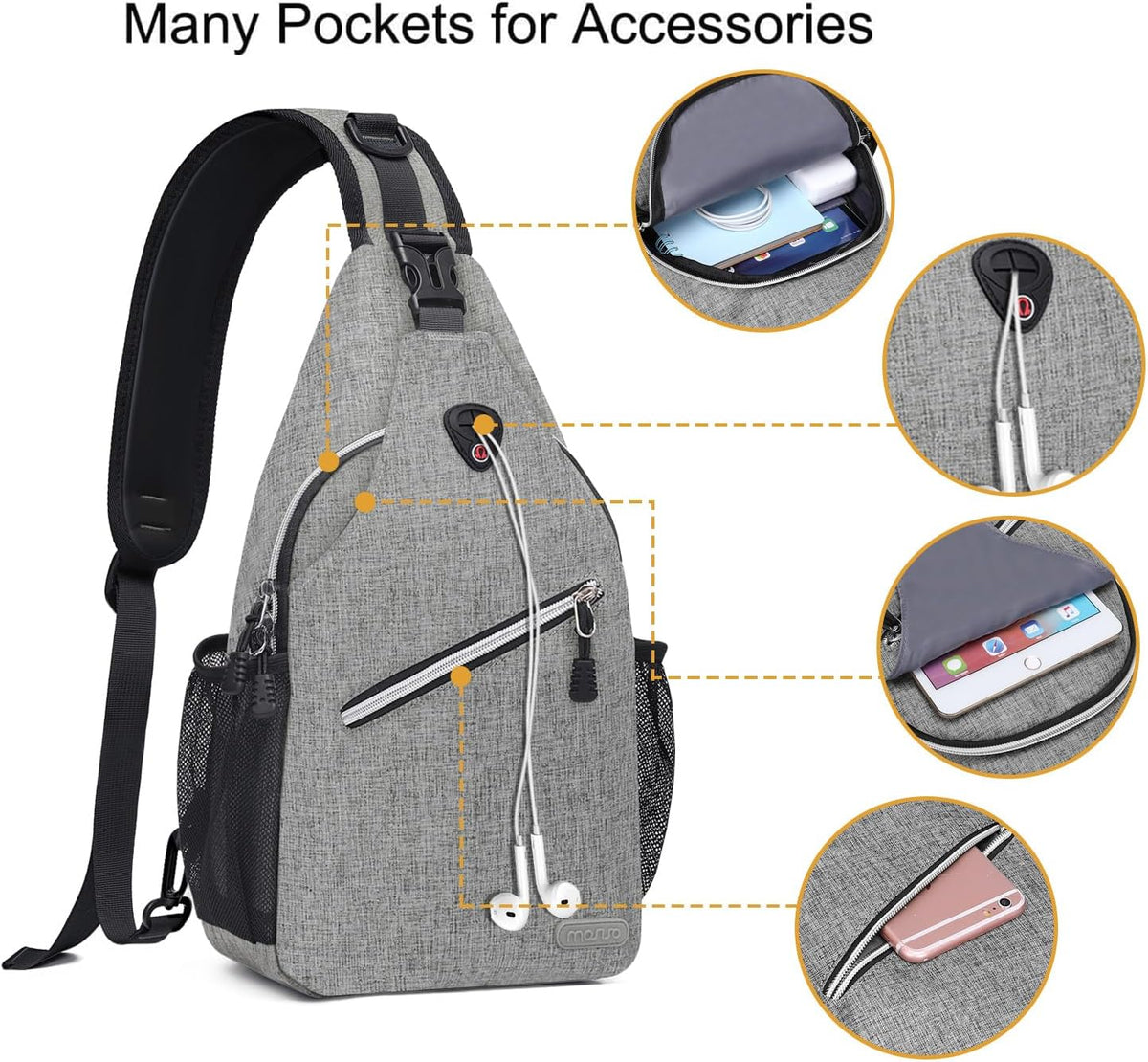 Small Sling Bag for Men, Crossbody Shoulder Chest Daypack Bag | Sling Backpack for Casual Travel Hiking
