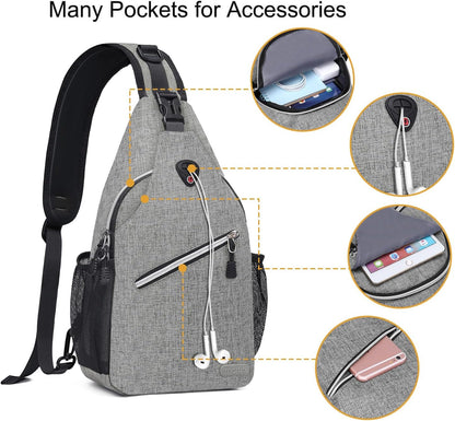 Small Sling Bag for Men, Crossbody Shoulder Chest Daypack Bag | Sling Backpack for Casual Travel Hiking