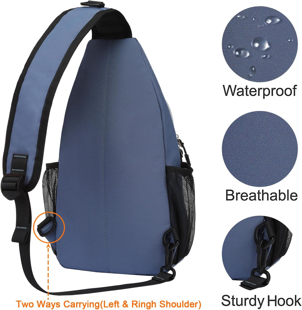 Small Sling Bag for Men, Crossbody Shoulder Chest Daypack Bag | Sling Backpack for Casual Travel Hiking
