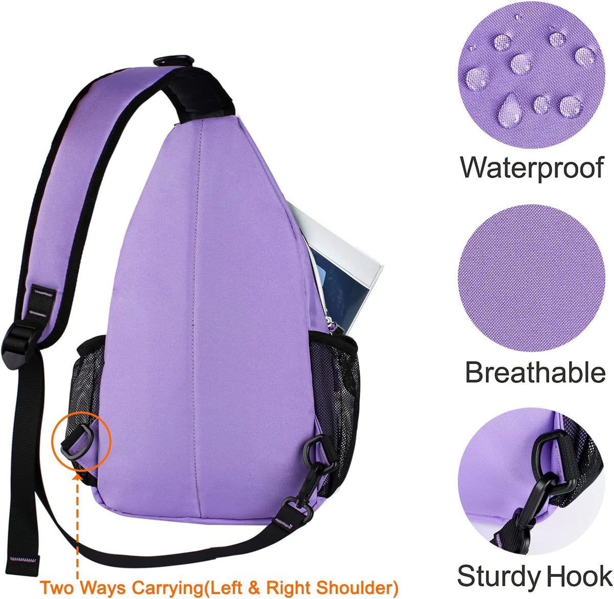 Small Sling Bag for Men, Crossbody Shoulder Chest Daypack Bag | Sling Backpack for Casual Travel Hiking
