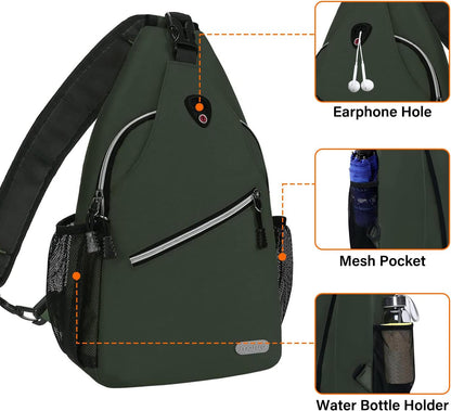 Small Sling Bag for Men, Crossbody Shoulder Chest Daypack Bag | Sling Backpack for Casual Travel Hiking