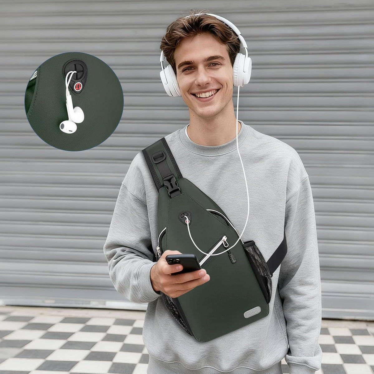 Small Sling Bag for Men, Crossbody Shoulder Chest Daypack Bag | Sling Backpack for Casual Travel Hiking