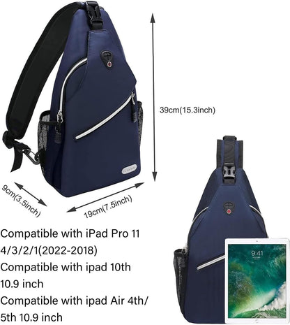 Small Sling Bag for Men, Crossbody Shoulder Chest Daypack Bag | Sling Backpack for Casual Travel Hiking