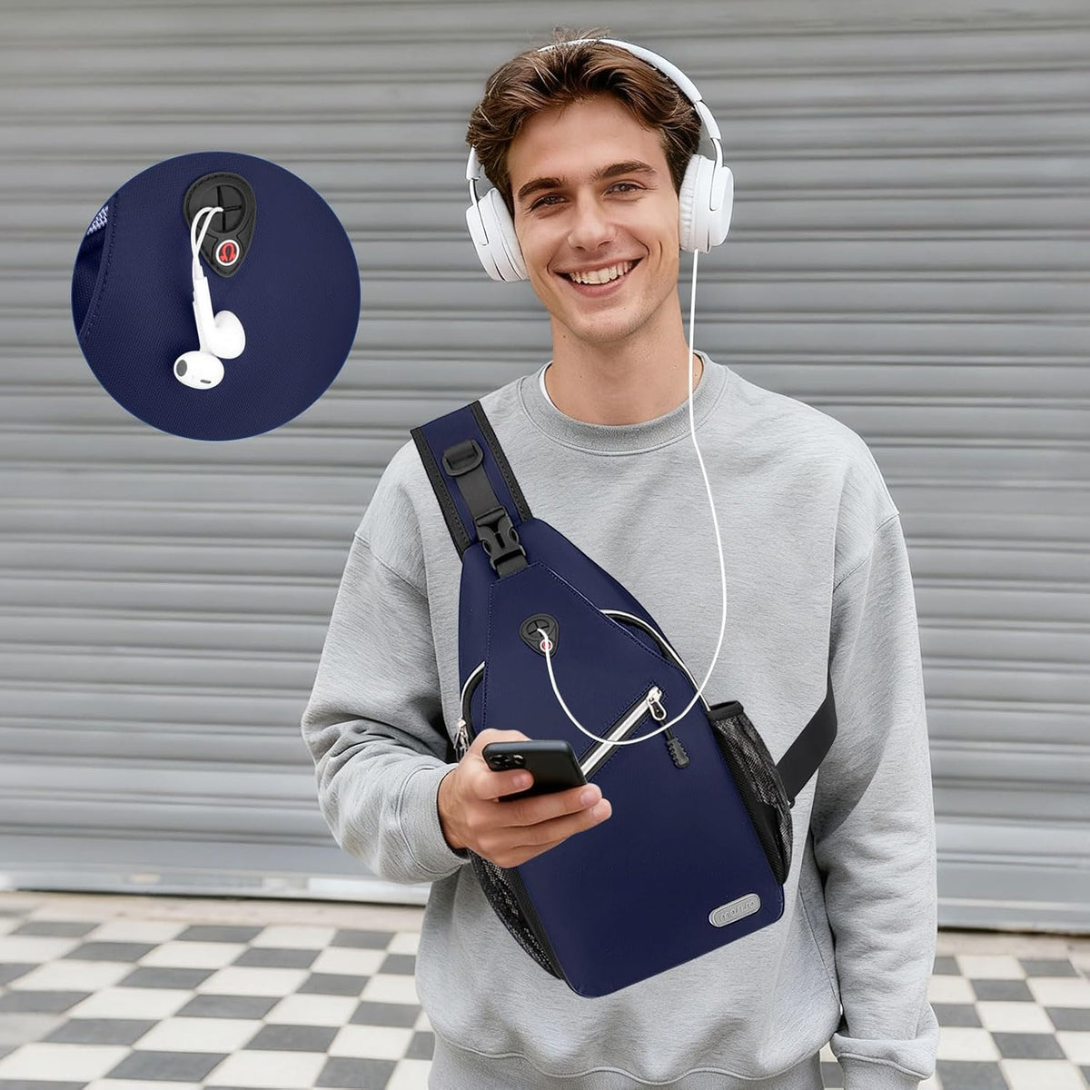 Small Sling Bag for Men, Crossbody Shoulder Chest Daypack Bag | Sling Backpack for Casual Travel Hiking