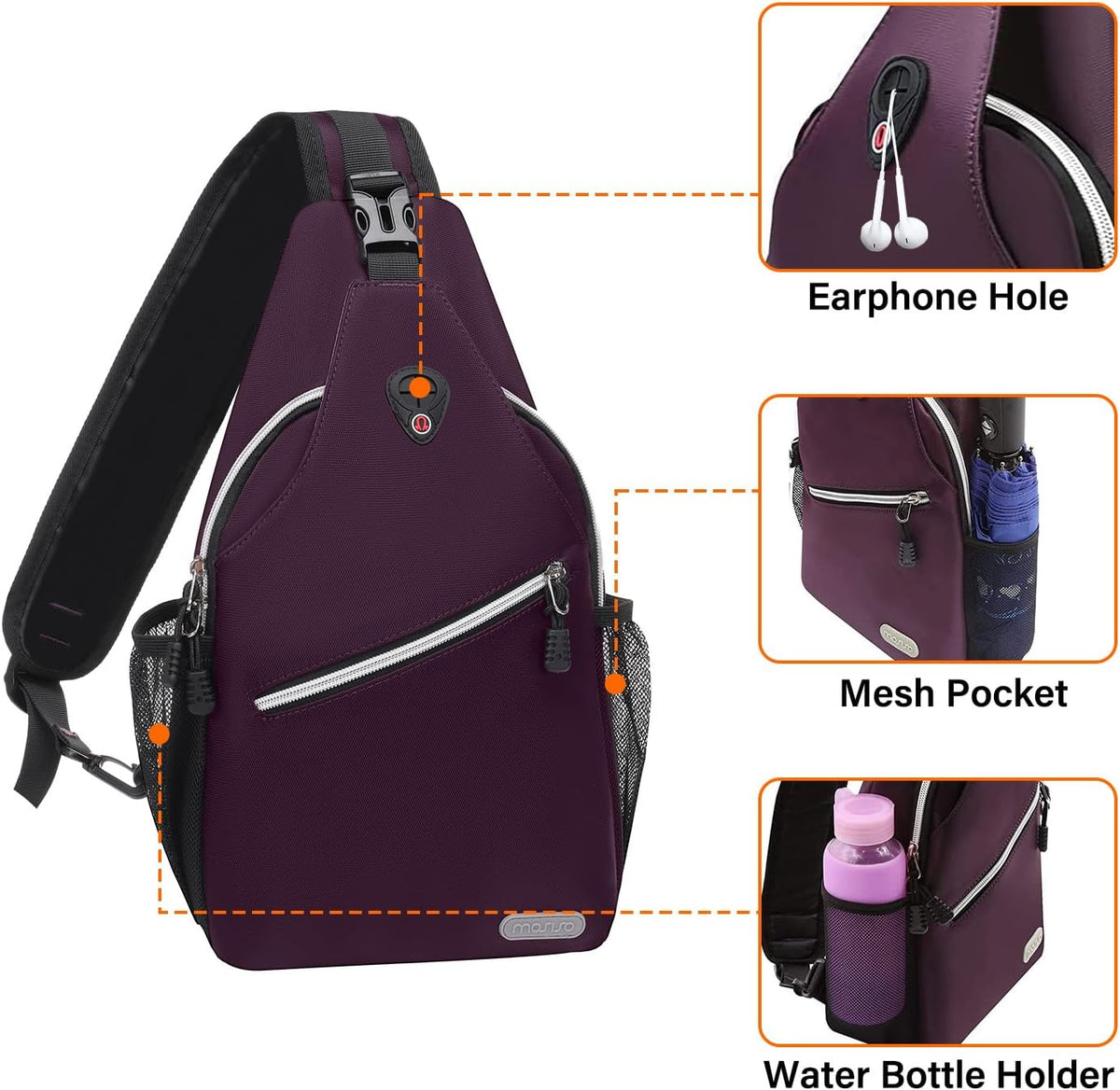 Small Sling Bag for Men, Crossbody Shoulder Chest Daypack Bag | Sling Backpack for Casual Travel Hiking