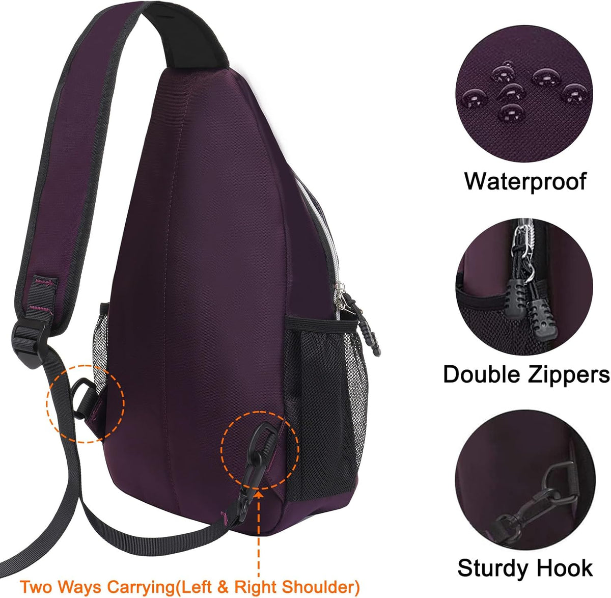 Small Sling Bag for Men, Crossbody Shoulder Chest Daypack Bag | Sling Backpack for Casual Travel Hiking
