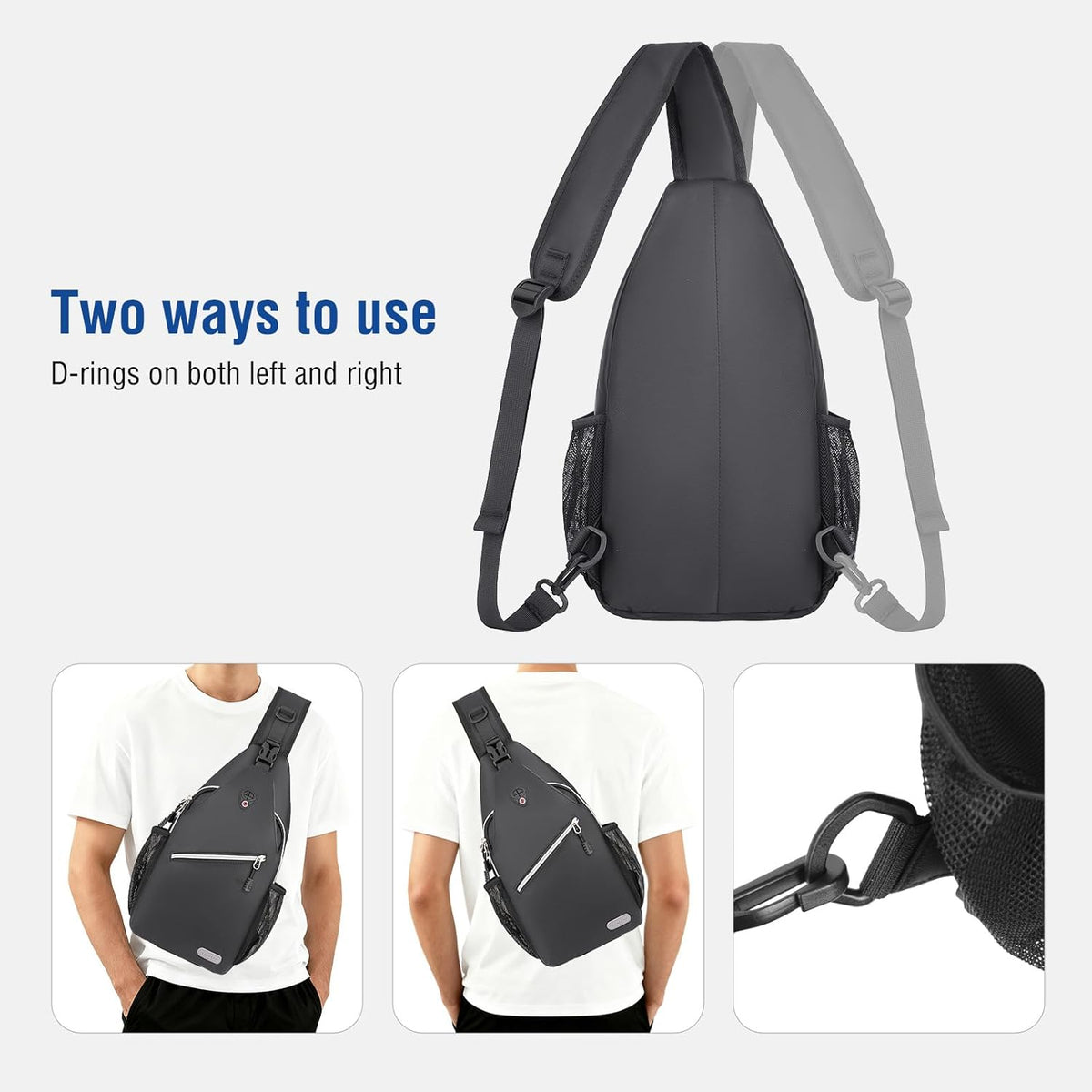 Small Sling Bag for Men, Crossbody Shoulder Chest Daypack Bag | Sling Backpack for Casual Travel Hiking