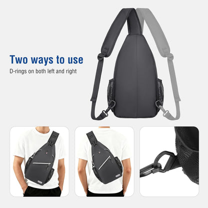 Small Sling Bag for Men, Crossbody Shoulder Chest Daypack Bag | Sling Backpack for Casual Travel Hiking