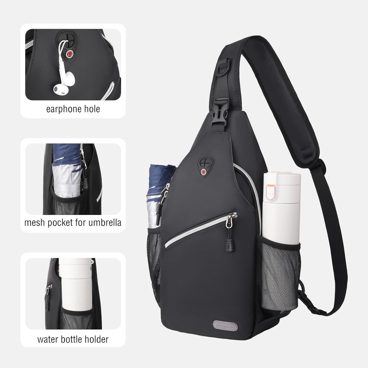Small Sling Bag for Men, Crossbody Shoulder Chest Daypack Bag | Sling Backpack for Casual Travel Hiking