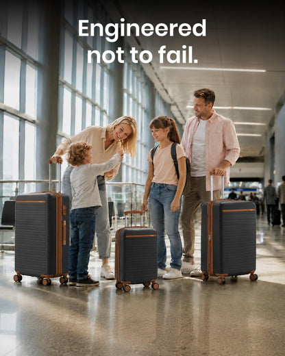 Expandable 20 Inch Carry On Suitcase Airline Approved, Lightweight ABS+PC Hardshell Luggage with 360° Silent Spinner Wheels, Grey/Brown