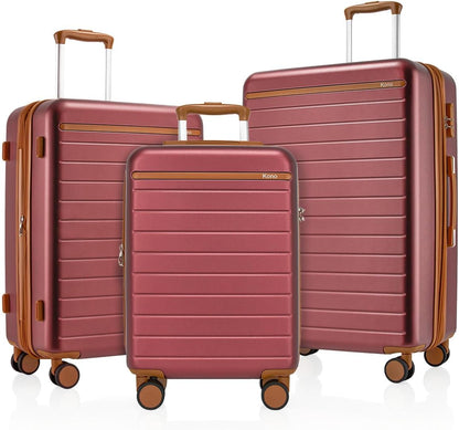Expandable 20 Inch Carry On Suitcase Airline Approved, Lightweight ABS+PC Hardshell Luggage with 360° Silent Spinner Wheels, Grey/Brown