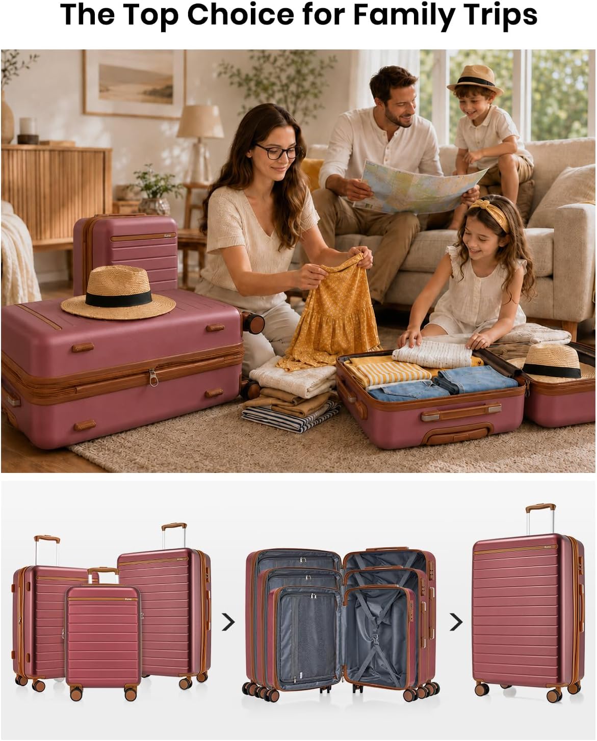 Expandable 20 Inch Carry On Suitcase Airline Approved, Lightweight ABS+PC Hardshell Luggage with 360° Silent Spinner Wheels, Grey/Brown