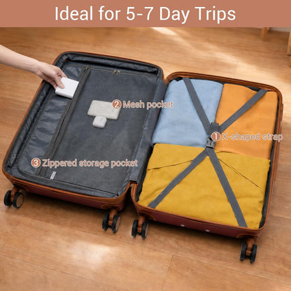 Expandable 20 Inch Carry On Suitcase Airline Approved, Lightweight ABS+PC Hardshell Luggage with 360° Silent Spinner Wheels, Grey/Brown