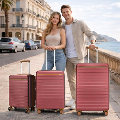 Expandable 20 Inch Carry On Suitcase Airline Approved, Lightweight ABS+PC Hardshell Luggage with 360° Silent Spinner Wheels, Grey/Brown