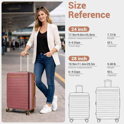 Expandable 20 Inch Carry On Suitcase Airline Approved, Lightweight ABS+PC Hardshell Luggage with 360° Silent Spinner Wheels, Grey/Brown