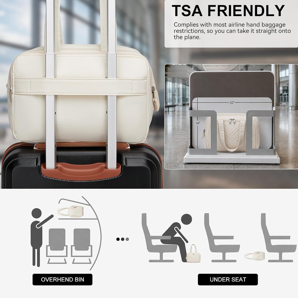 Expandable 20 Inch Carry On Suitcase Airline Approved, Lightweight ABS+PC Hardshell Luggage with 360° Silent Spinner Wheels, Grey/Brown