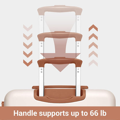 Expandable 20 Inch Carry On Suitcase Airline Approved, Lightweight ABS+PC Hardshell Luggage with 360° Silent Spinner Wheels, Grey/Brown