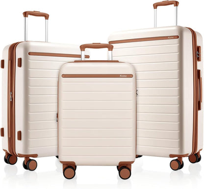 Expandable 20 Inch Carry On Suitcase Airline Approved, Lightweight ABS+PC Hardshell Luggage with 360° Silent Spinner Wheels, Grey/Brown