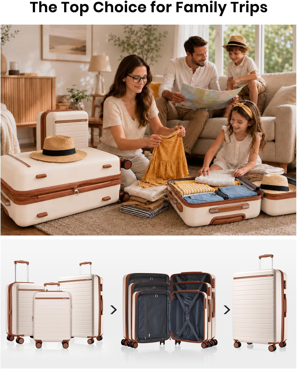 Expandable 20 Inch Carry On Suitcase Airline Approved, Lightweight ABS+PC Hardshell Luggage with 360° Silent Spinner Wheels, Grey/Brown