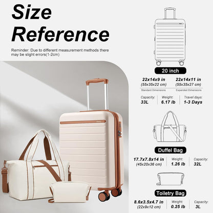 Expandable 20 Inch Carry On Suitcase Airline Approved, Lightweight ABS+PC Hardshell Luggage with 360° Silent Spinner Wheels, Grey/Brown
