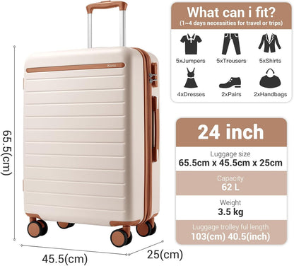 Expandable 20 Inch Carry On Suitcase Airline Approved, Lightweight ABS+PC Hardshell Luggage with 360° Silent Spinner Wheels, Grey/Brown