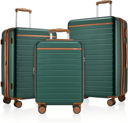 Expandable 20 Inch Carry On Suitcase Airline Approved, Lightweight ABS+PC Hardshell Luggage with 360° Silent Spinner Wheels, Grey/Brown