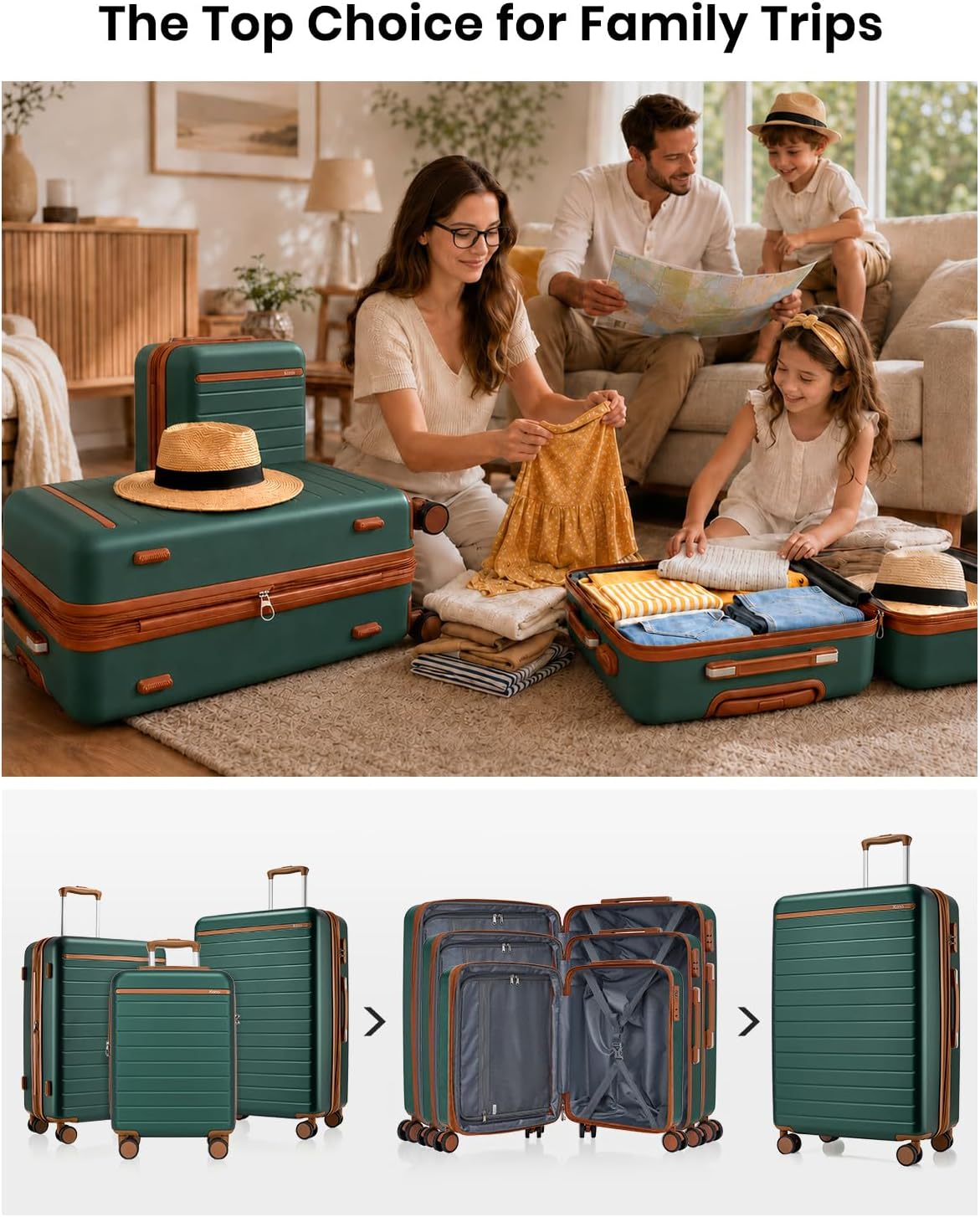 Expandable 20 Inch Carry On Suitcase Airline Approved, Lightweight ABS+PC Hardshell Luggage with 360° Silent Spinner Wheels, Grey/Brown