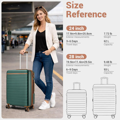 Expandable 20 Inch Carry On Suitcase Airline Approved, Lightweight ABS+PC Hardshell Luggage with 360° Silent Spinner Wheels, Grey/Brown