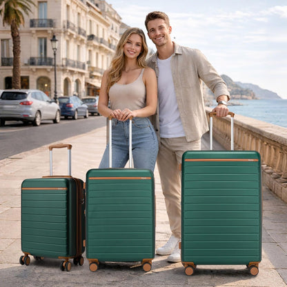 Expandable 20 Inch Carry On Suitcase Airline Approved, Lightweight ABS+PC Hardshell Luggage with 360° Silent Spinner Wheels, Grey/Brown