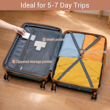Expandable 20 Inch Carry On Suitcase Airline Approved, Lightweight ABS+PC Hardshell Luggage with 360° Silent Spinner Wheels, Grey/Brown