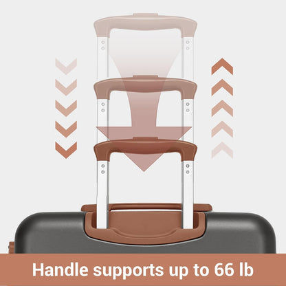 Expandable 20 Inch Carry On Suitcase Airline Approved, Lightweight ABS+PC Hardshell Luggage with 360° Silent Spinner Wheels, Grey/Brown