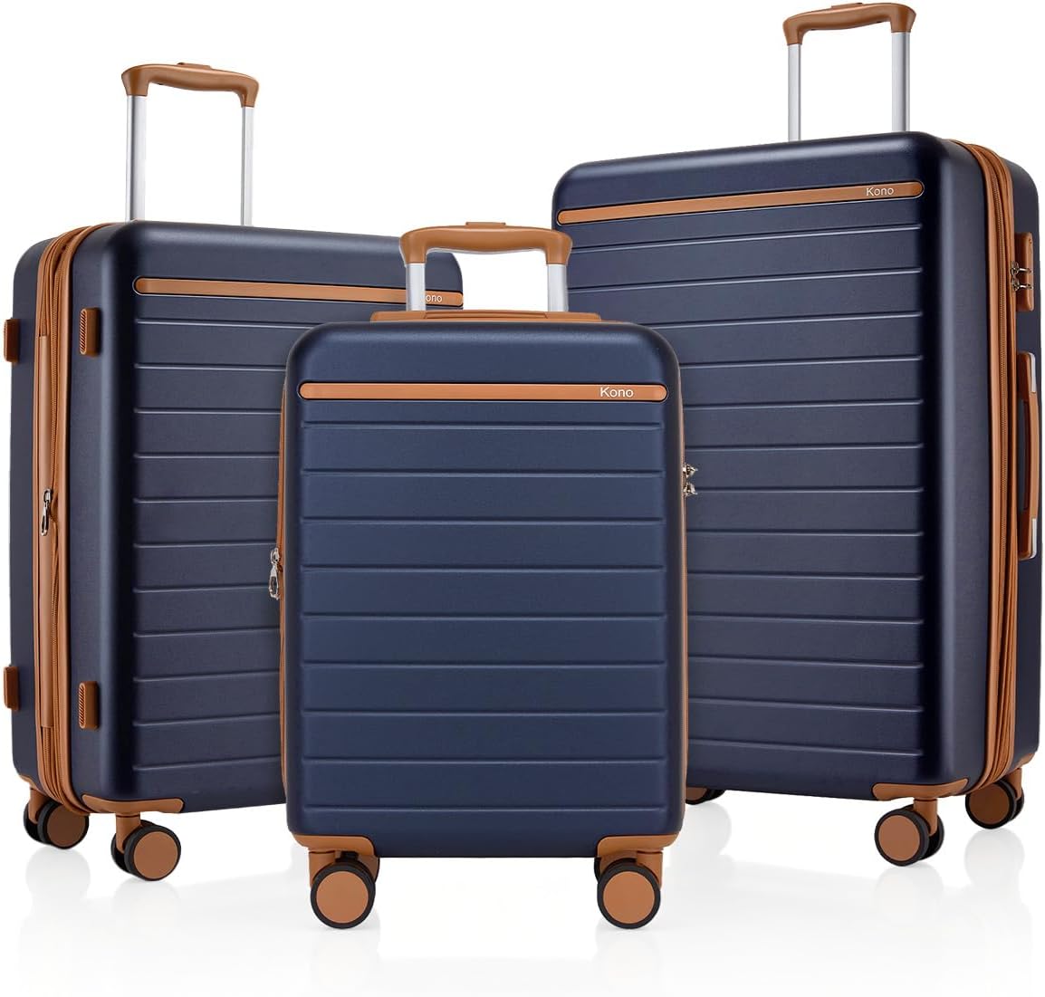 Expandable 20 Inch Carry On Suitcase Airline Approved, Lightweight ABS+PC Hardshell Luggage with 360° Silent Spinner Wheels, Grey/Brown