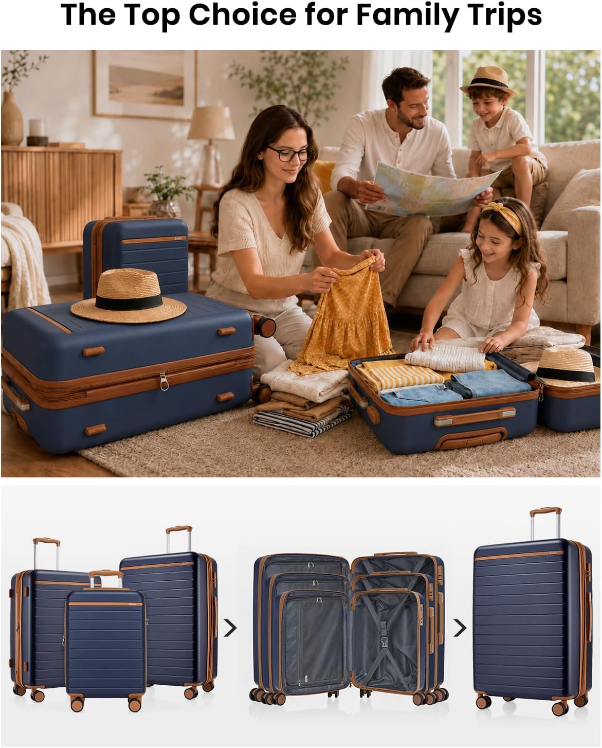 Expandable 20 Inch Carry On Suitcase Airline Approved, Lightweight ABS+PC Hardshell Luggage with 360° Silent Spinner Wheels, Grey/Brown
