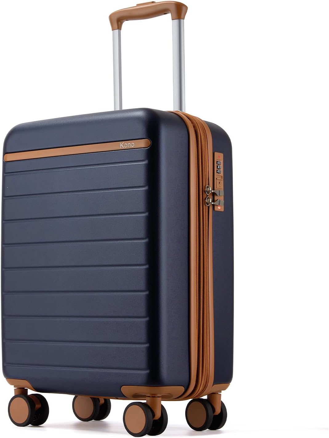 Expandable 20 Inch Carry On Suitcase Airline Approved, Lightweight ABS+PC Hardshell Luggage with 360° Silent Spinner Wheels, Grey/Brown